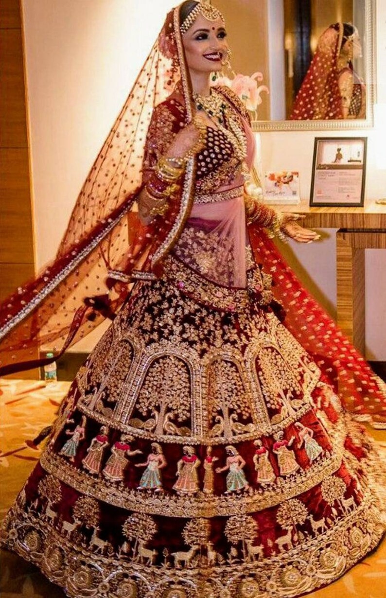 maroon ghagra choli
