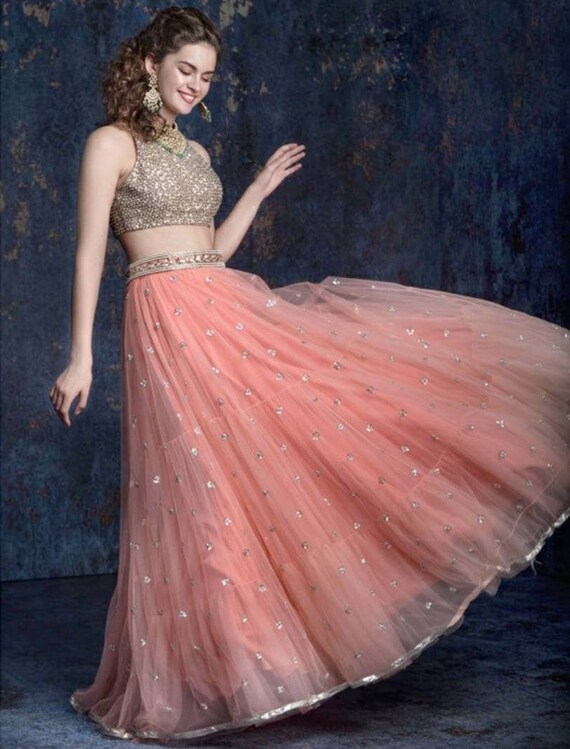 Sequins Work Lehenga Choli Dupatta 