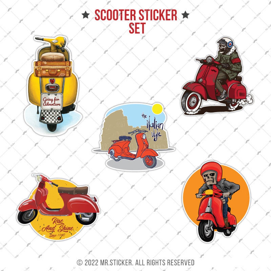 WWBDLVSP5 Scooter Sticker Set No5 for Vespa Lambretta Fiddle Scooters 5 ...