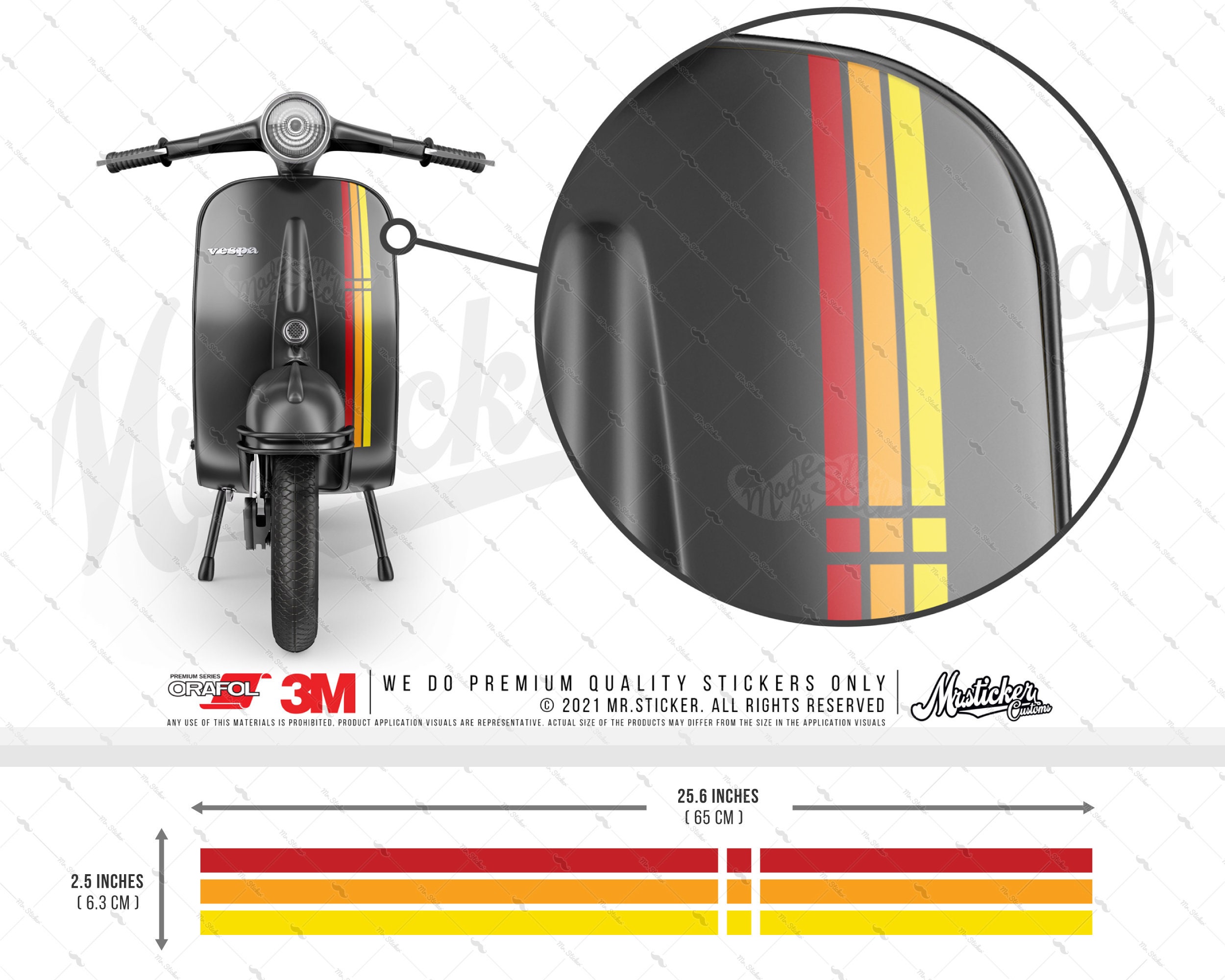 WWSTS36 Red Orange Yellow Colors Stripe Decal/ Sticker for