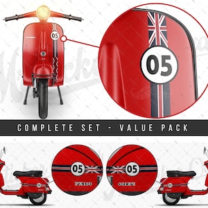WWSTS62VP Customizable Number Decal/ Sticker Set for Vespa and Scooters | The UK Limited Edition | Value Pack | Mr. Sticker Customs