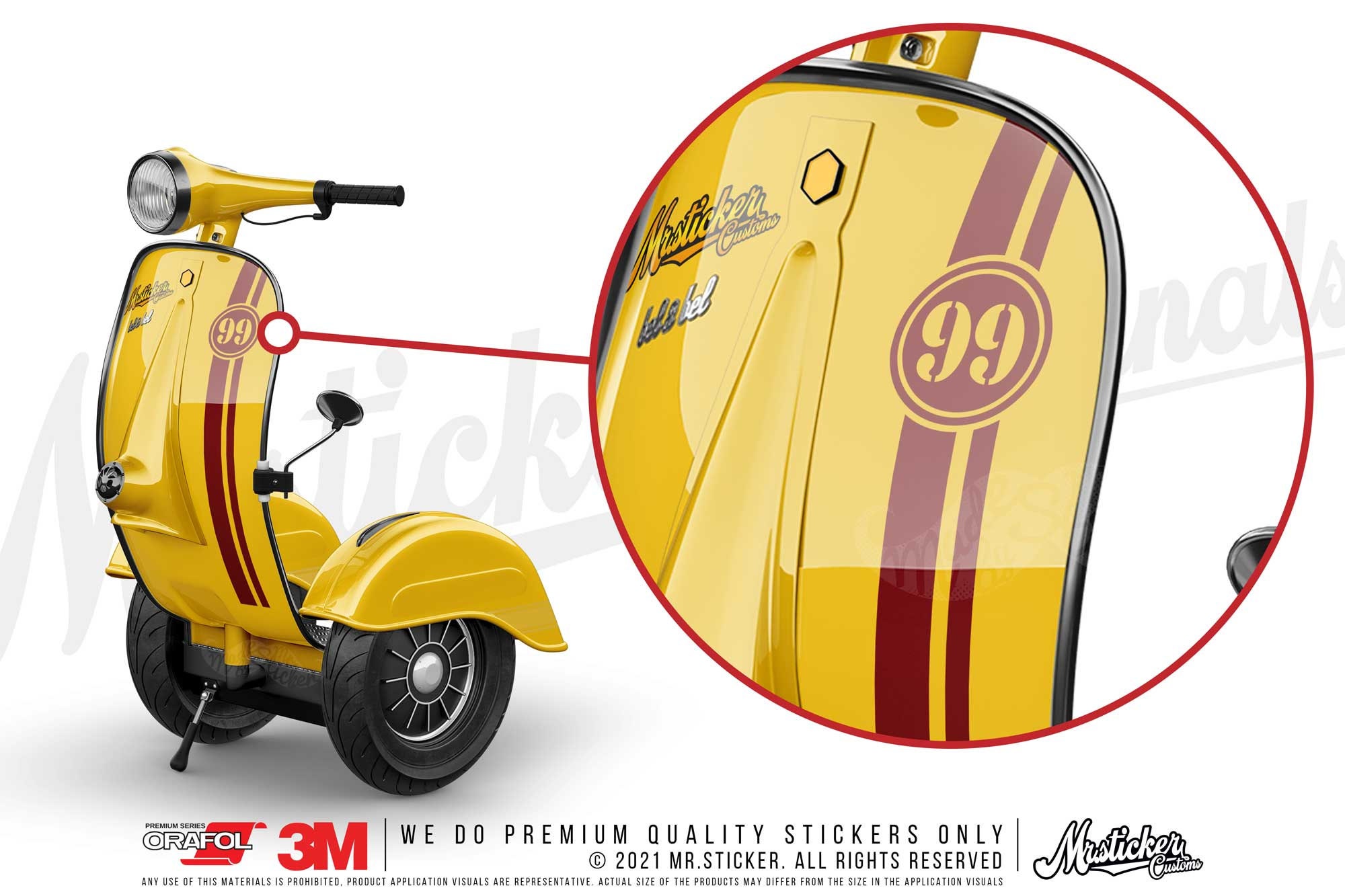 WWSTS34 Customizable Number Decal/ Sticker for Vespa and Scooters