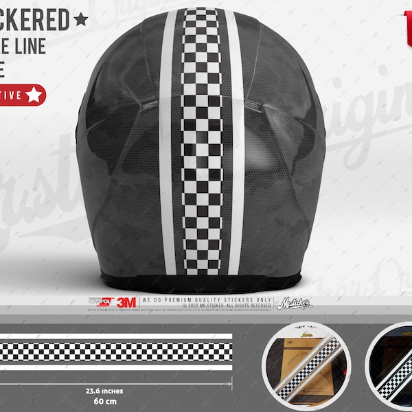 WWRFHLM3 Double Line Checkered Stripe Sticker/ Decal | Water and Sun Resistant | Mr. Sticker Customs