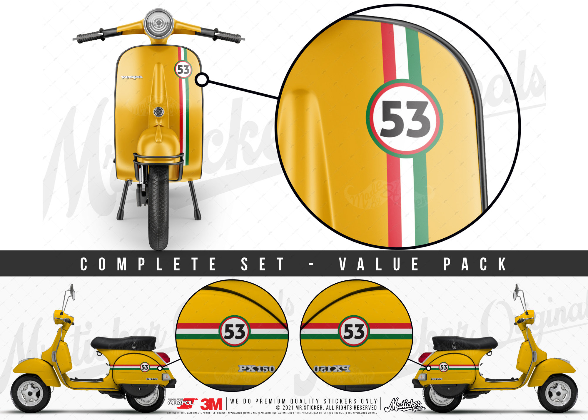 Sticker Kit CUSTOM NUMBER LML STAR Racing PVC Sticker VESPA PX NUMBERS