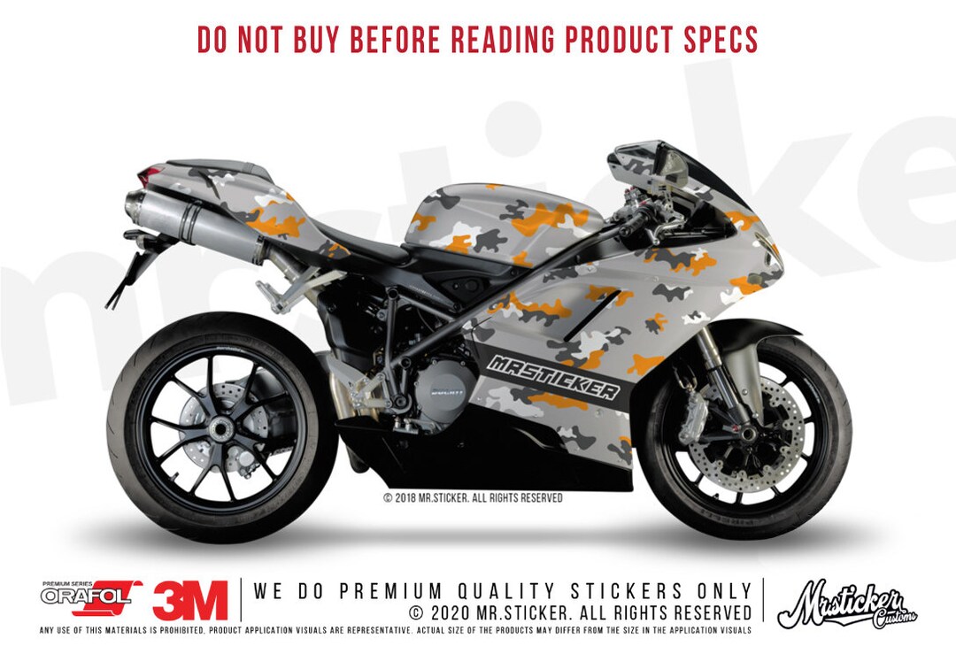 WWCMO412 Camouflage Sticker Set Motorcycle Size | 50 Pieces | White ...