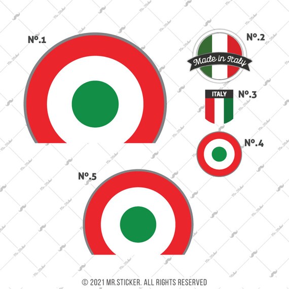 WWSTSBDL2 Red White Round Sticker Set for Scooters Air Force