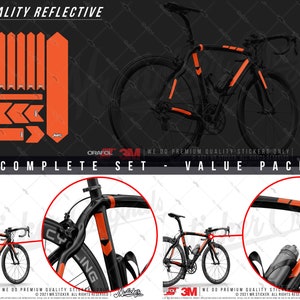 WWBCY54 Reflective Bicycle Frame Protector | Orange Design | Scratch Proof | Mr. Sticker Customs