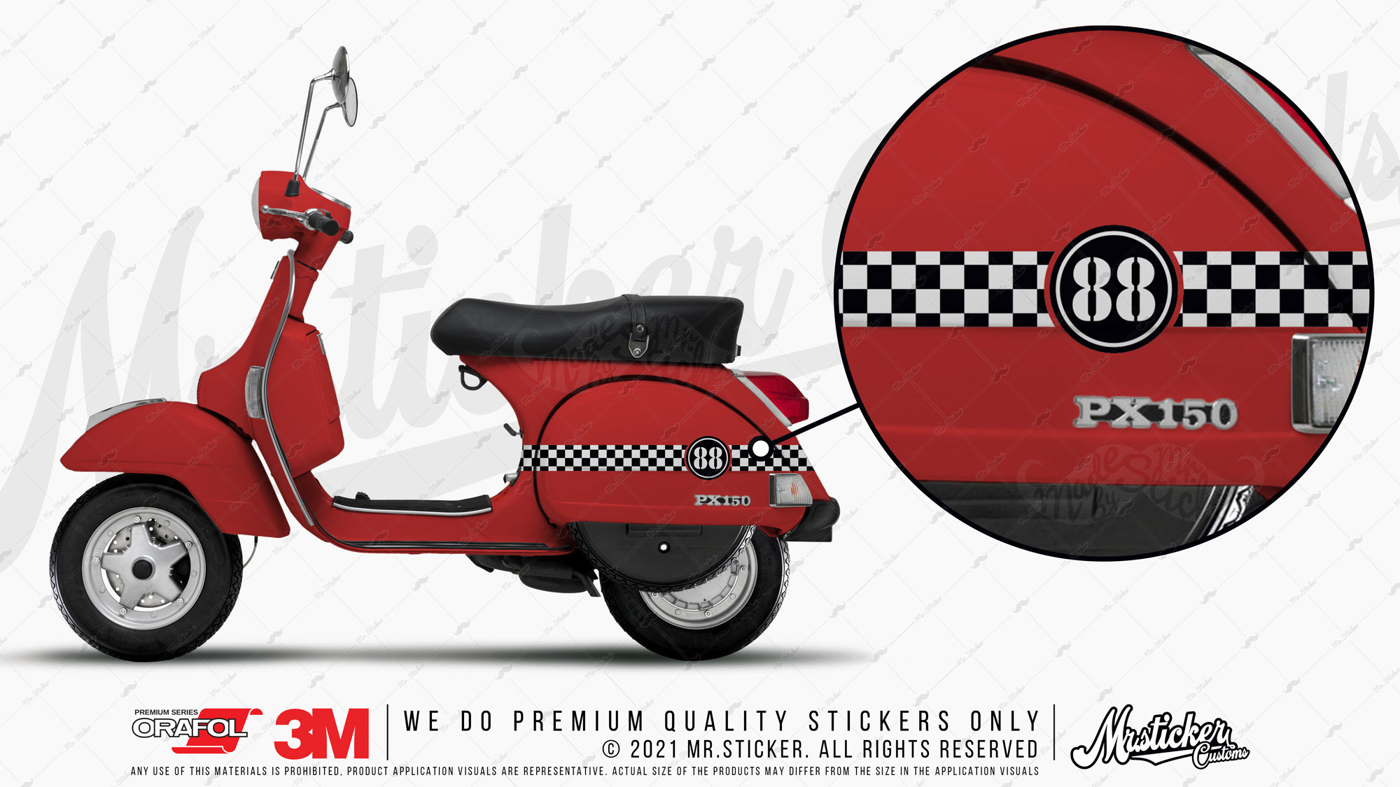 Sticker Kit CUSTOM NUMBER LML STAR Racing PVC Sticker VESPA PX NUMBERS