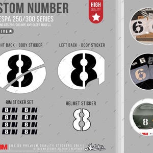 WWSTS44-WT Reflective Vespa Gtv Sei Giorni GTS250/300 Sticker Set | Up to Two Digits Custom Number Option | Mr. Sticker Customs