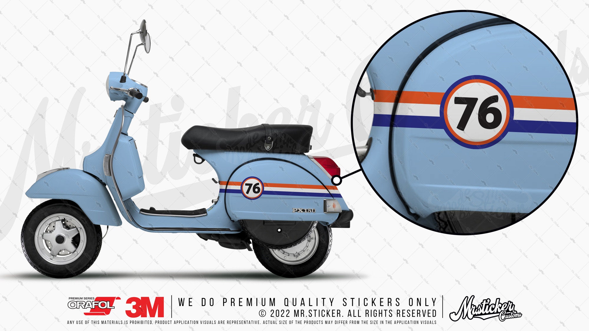 WWSTS59VP Customizable Number Decal/ Sticker Set for Vespa and