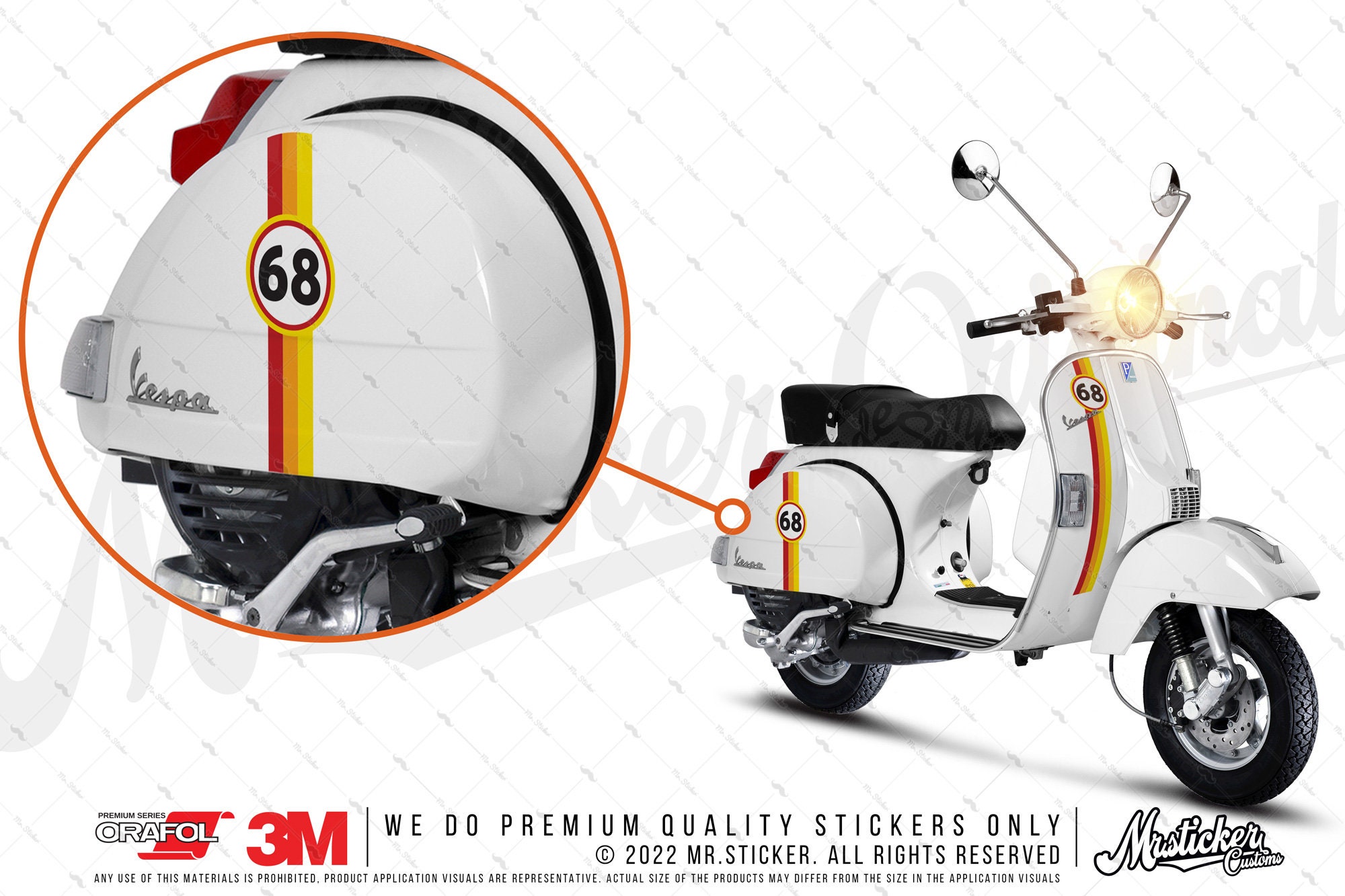 WWSTS57VP Customizable Number Decal/ Sticker Set for Vespa and