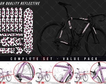 WWBCY31 Reflective Bicycle Frame Protector | Pink Leopard Design | Scratch Proof | Mr. Sticker Customs