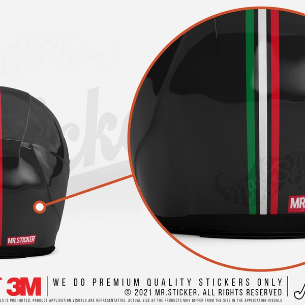 WWRFHLM224 Italy Colors Reflective Stripe Decal/ Sticker for Helmets | Durable Against Water | Mr. Sticker Customs