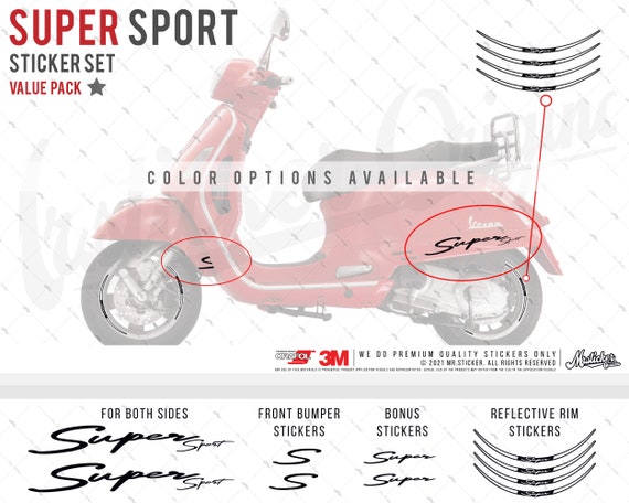 WWSTS50 Super Edition Vespa Sticker Set for GTS 250 GTS300 GTV250 GTV300  Color Options Available Mr. Sticker Customs 