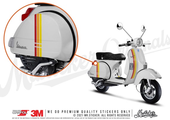 WWSTS36 Red Orange Yellow Colors Stripe Decal/ Sticker for Vespa