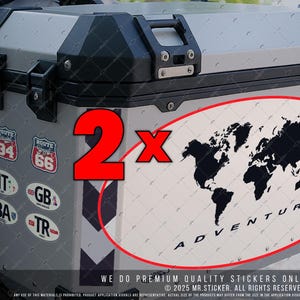 WWCSE3 Detaillierte Weltkarte Aufkleber | Matt und glänzend schwarz Farboptionen | Tail Box Pannier Aufkleber | Herrenaufkleber Zoll
