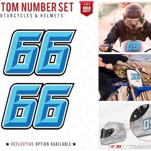 WWPRS10 Customizable Number Set for Motorcycles and Helmets | Blue Color | 2 Digits | Reflective Option Available | Mr. Sticker Customs
