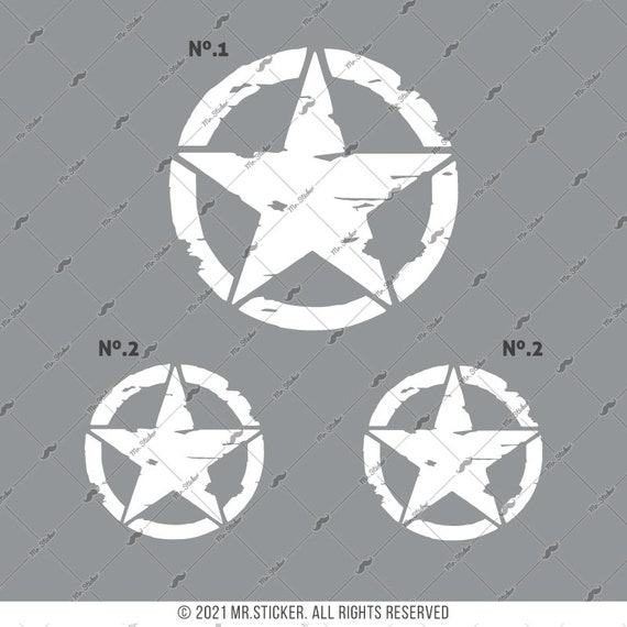 WWARSBDL6 Reflective Army Star Sticker Set Reflective White Color