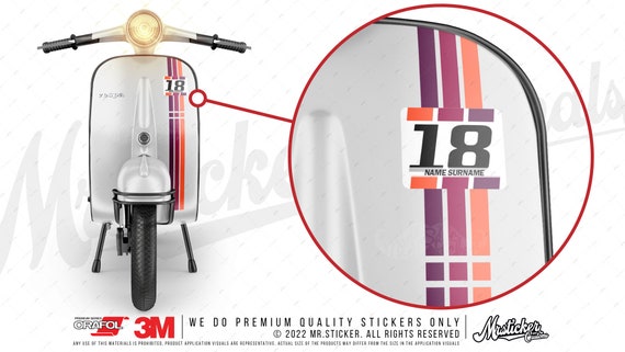 WWSTS56VP Customizable Number Decal/ Sticker Set for Vespa and