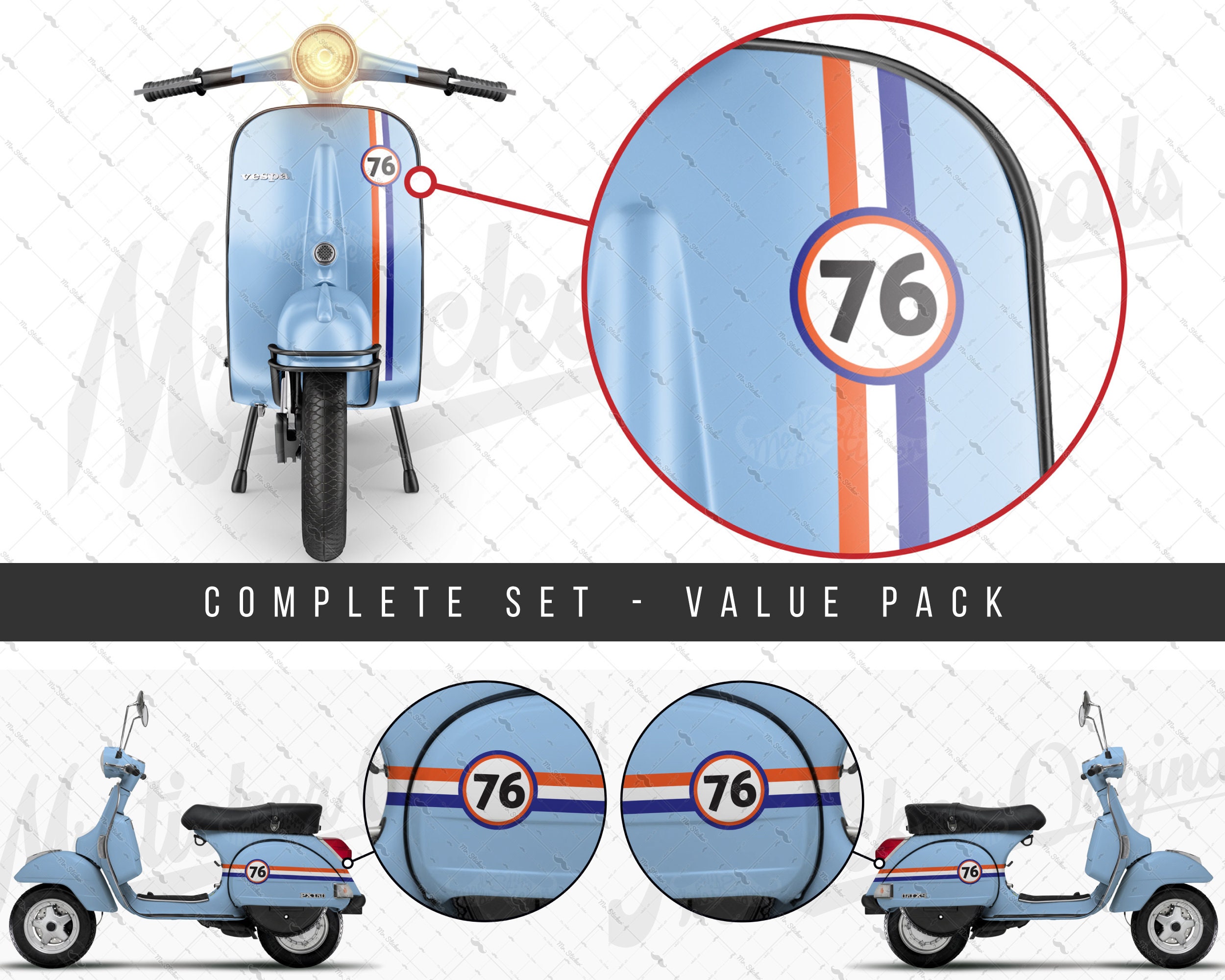 WWSTS59VP Customizable Number Decal/ Sticker Set for Vespa