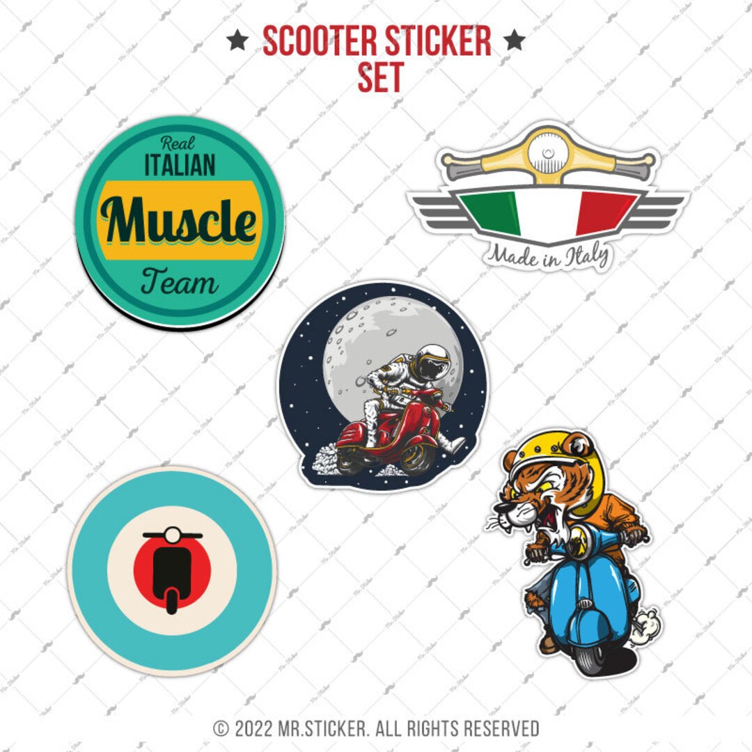 WWBDLVSP8 Scooter Sticker Set No8 for Vespa Lambretta Fiddle Scooters 5 ...