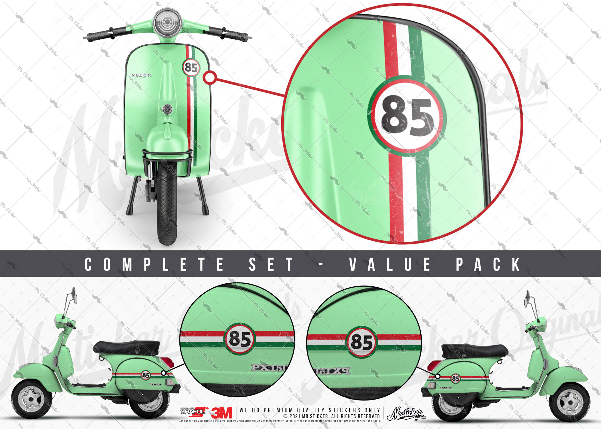 WWSTS30VP Customizable Number Decal/ Sticker for Vespa and