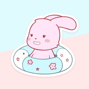 Beach Bunny Vinyl Sticker - Matte or Glossy - Cute Animal - Water Resistant - Lumicloud