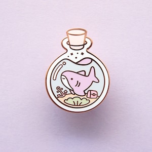 Cute Shark Enamel Pin – Ocean Bottle Collection – Kawaii Sea Animal Hard Enamel Lapel Pin by Lumicloud