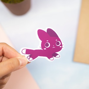 Cute Cat Running - Vinyl Sticker -  Matte or Glossy - Water Resistant - Lumicloud