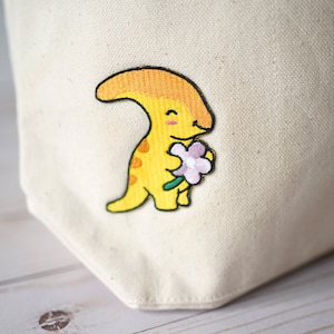 Parasaurolophus Dinosaur Embroidery Iron-on Patch