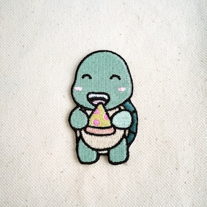 Turtle Pizza Embroidery Iron-on Patch