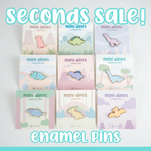 Seconds Pin Sale!  Dinosaur Enamel Pins, Mini Dinos, Dinosaur Jewelry, Cute Dinosaur Charm, Dinosaur Birthday Gift, Enamel Pins Collection