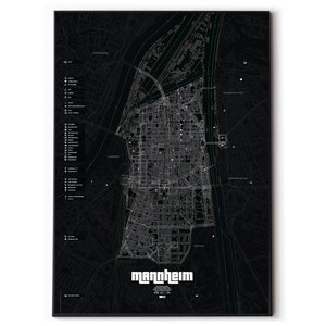 GTA Mannheim underground map DIN A1 - student city map with restaurants, bars and sights of Mannheim