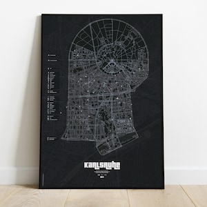 Mapa subterrâneo do GTA Karlsruhe DIN A1 - mapa da cidade estudantil com restaurantes, bares e pontos turísticos da cidade de Karlsruhe Jogos