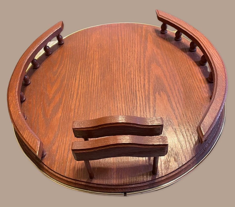 Vintage wooden lazy Susan with napkin holder Etsy