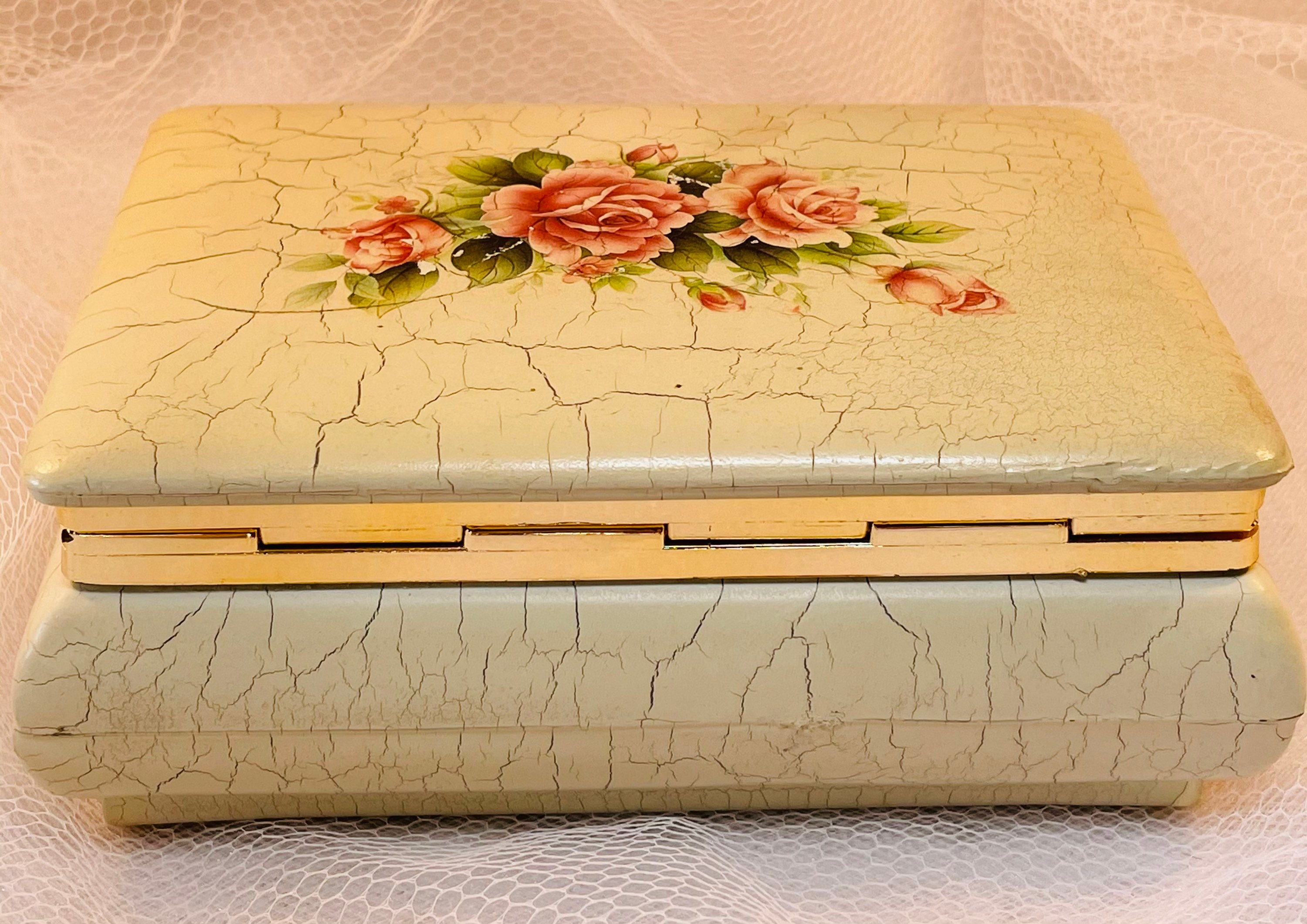Italian jewellery box vintage Pink roses Etsy