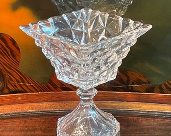 Antique Square Glass Compote - Vintage Candy Dish with Footed Design