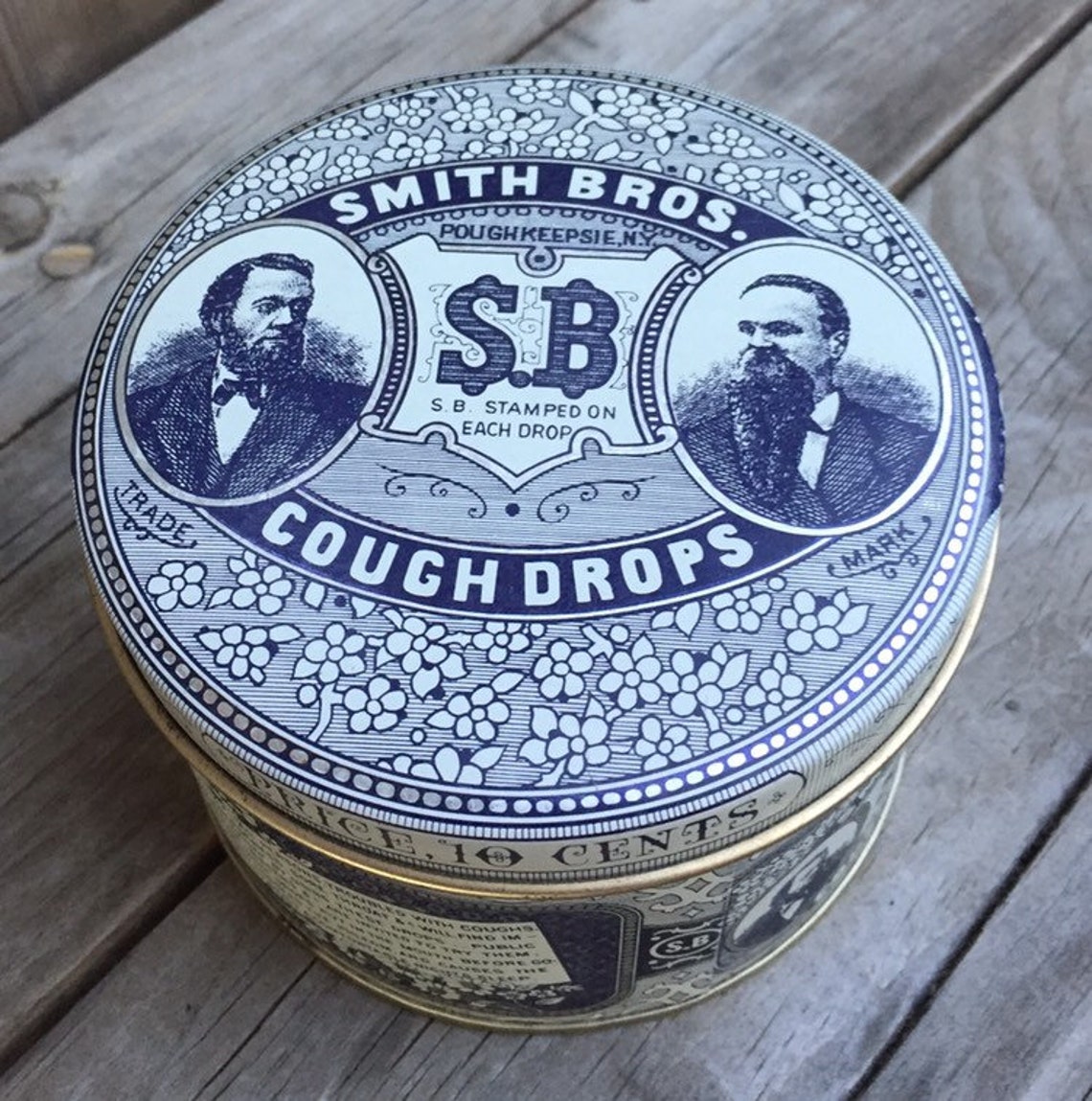 Smith Brothers Cough Drops Collectible Round Tin Etsy