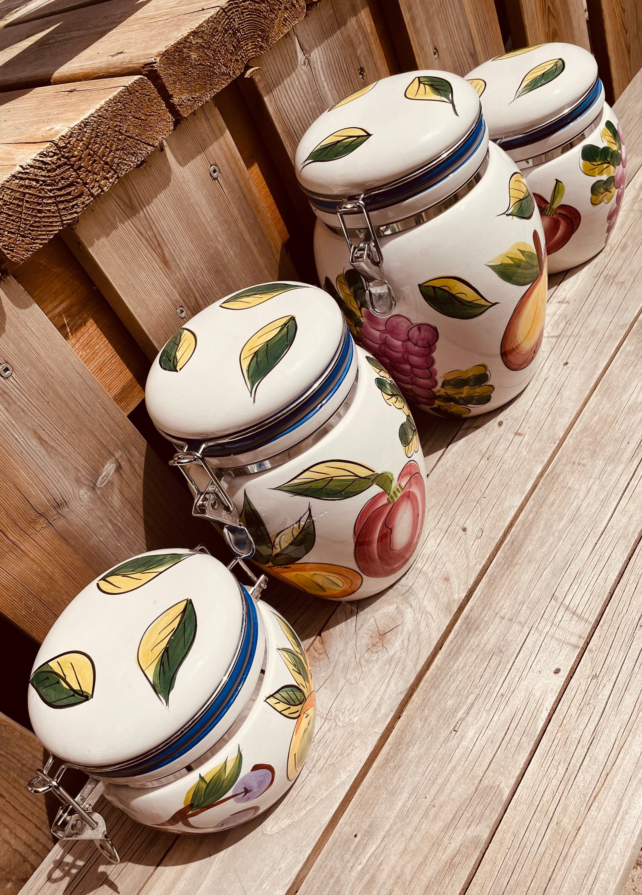 Ceramic Tuscano Orchard canister set vintage Etsy