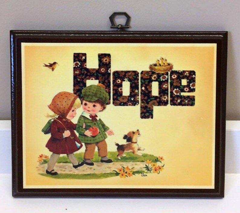 Inspirational Quotes Lawson Falle Ltd Wooden Wall Hanging Vintage 70s Memorabilia Hope Peace Joy Love Wall Plaques Set is 4