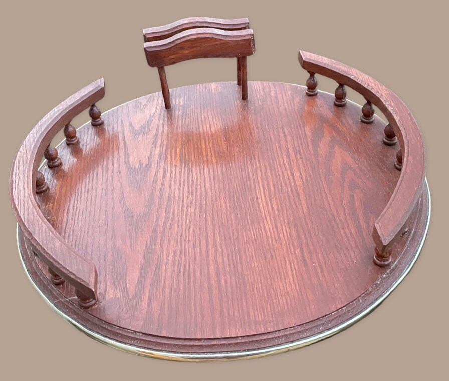 Vintage wooden lazy Susan with napkin holder Etsy