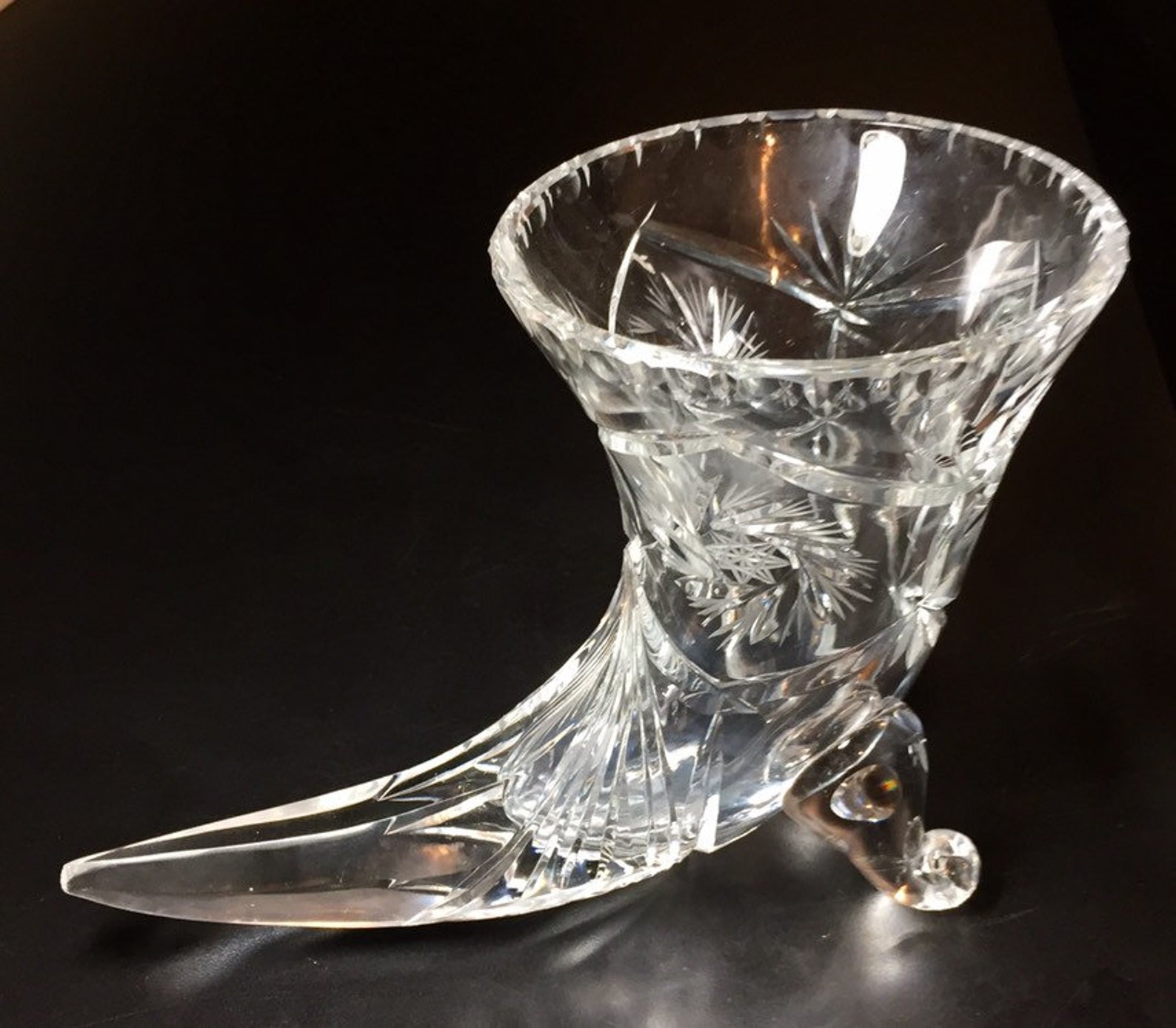 Cut crystal horn of plenty Cornucopia vintage Etsy
