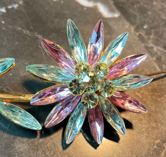 Aurora Borealis crystal rhinestones flower daisy … - image 5