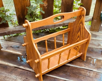 Wooden magazine rack vintage, Newspaper holder