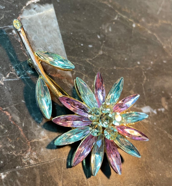 Aurora Borealis crystal rhinestones flower daisy … - image 3