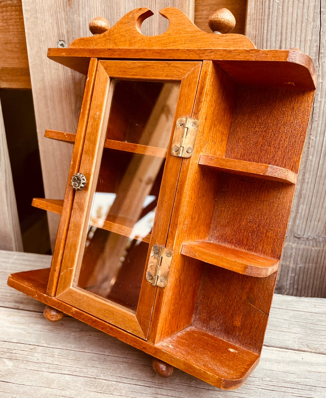 Wooden curio vintage Display box Etsy