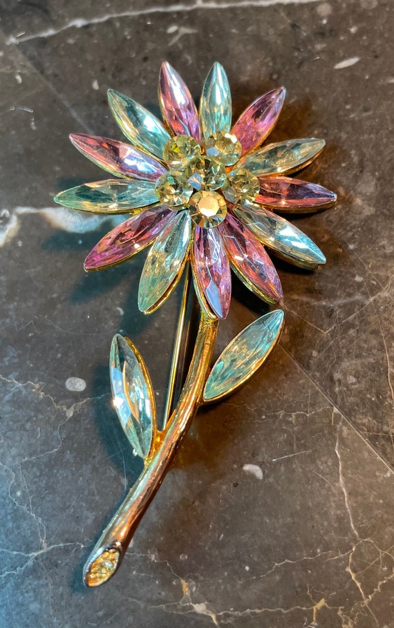 Aurora Borealis crystal rhinestones flower daisy … - image 8