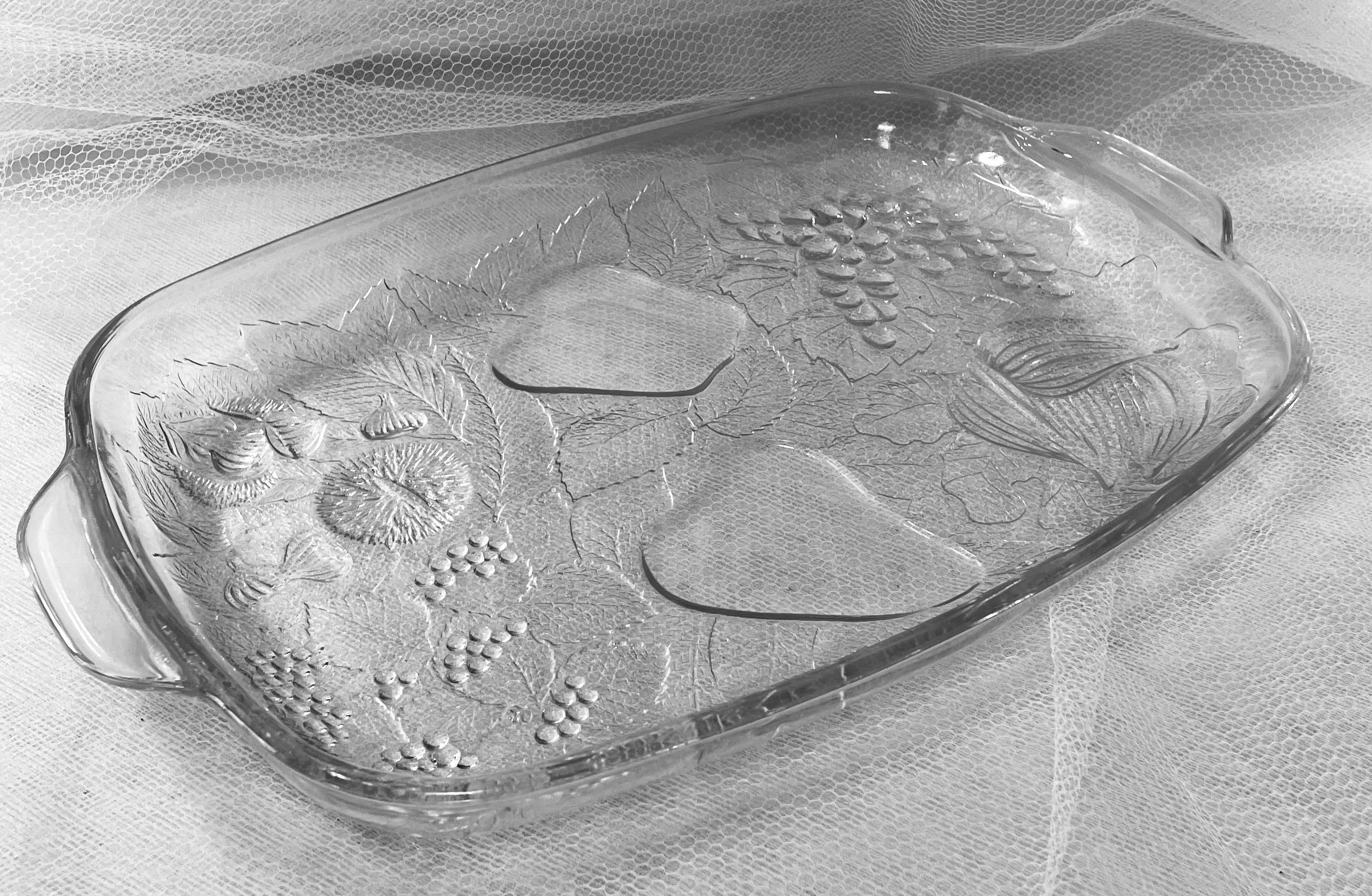 Embossed Glass Fruit Serving Dish Italy Etsy