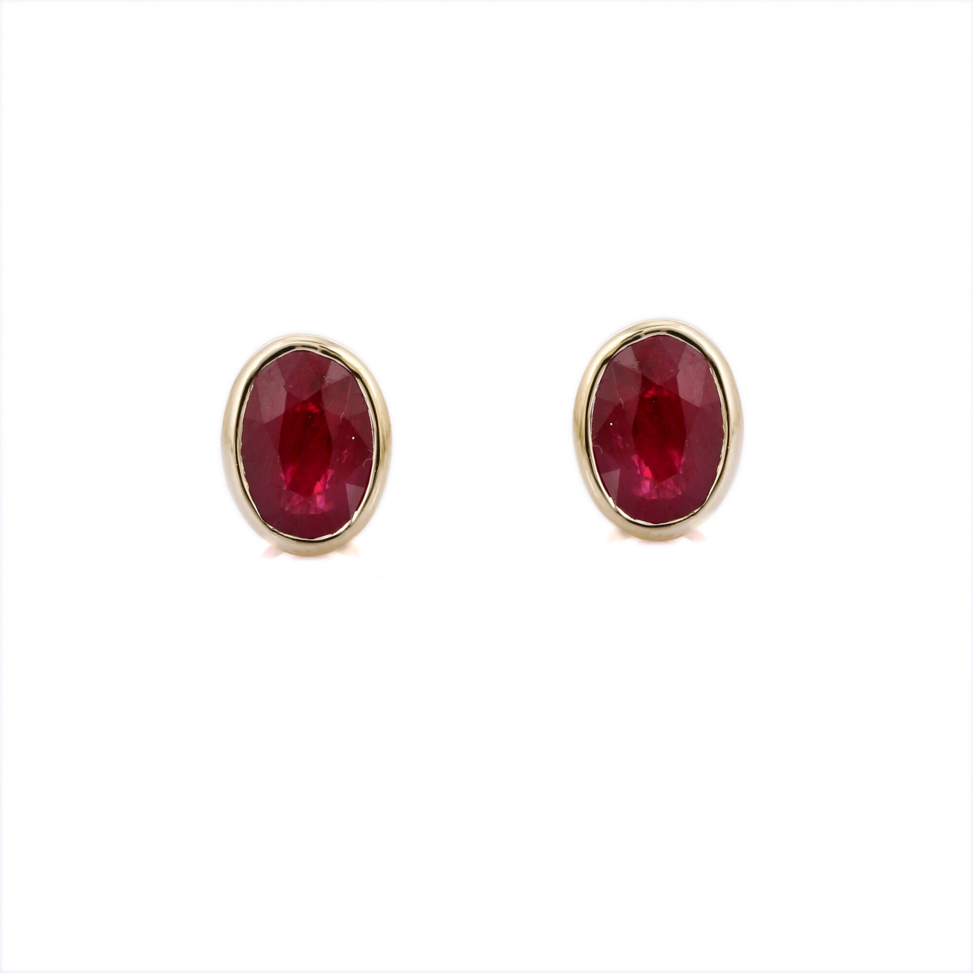 Natural Faceted Ruby Stud 14K Yellow Gold Gemstone Stud - Etsy