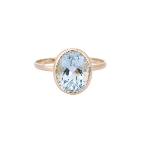 18K Gold Aquamarine and Semi Precious Stone Ring Bezel - Etsy